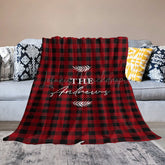 Lofaris Red Black Plaid Leaves Custom Name Baby Blanket